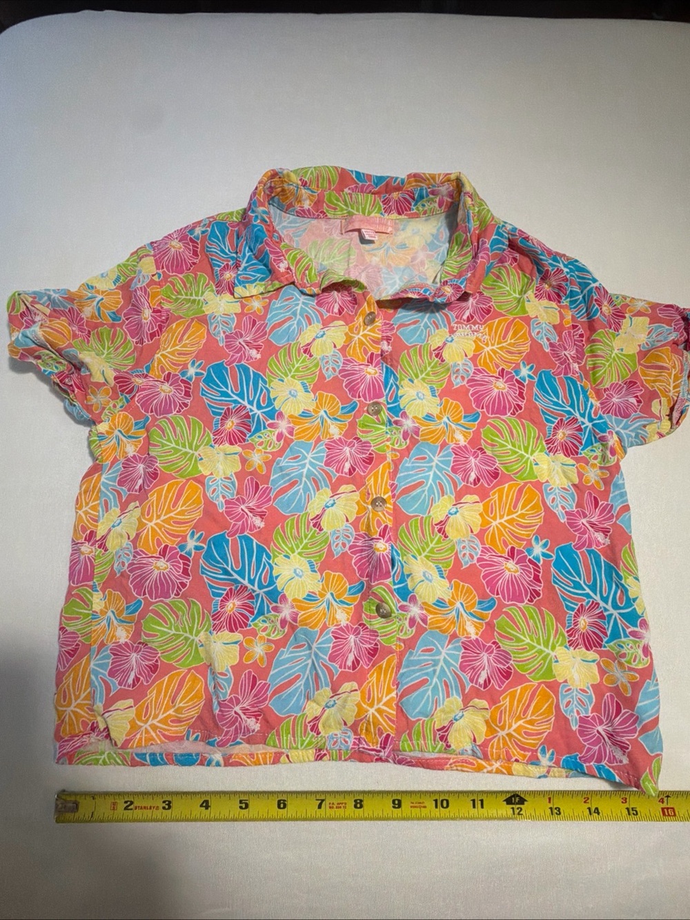 Tommy Bahama Girls' Pink Multi Tropical Floral Button-Down Shirt